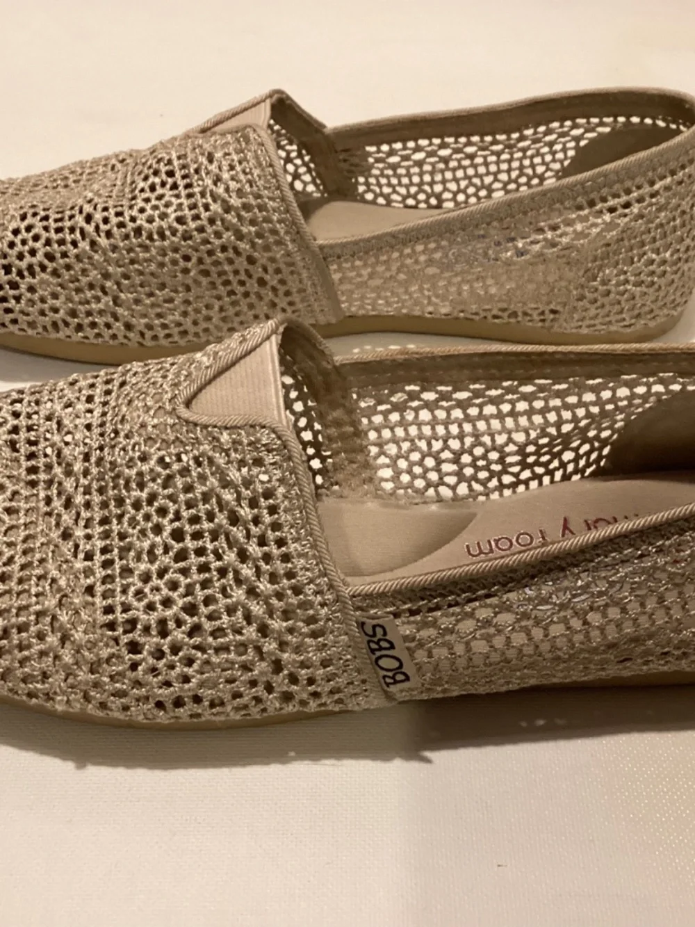 Floral mesh fabric slip-on memory foam shoes, Bobs by Sketchers, size 7